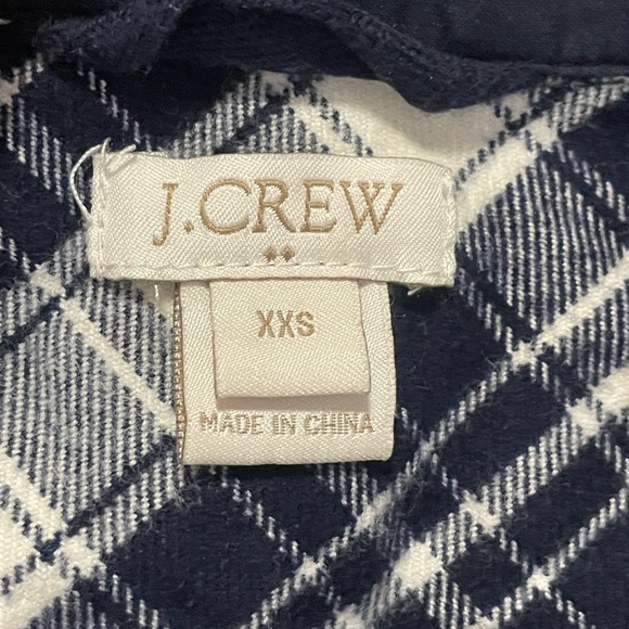 J Crew Flannel Shirt Jacket blue white plaid half zip front size XXS long sleeve - Picture 8 of 11